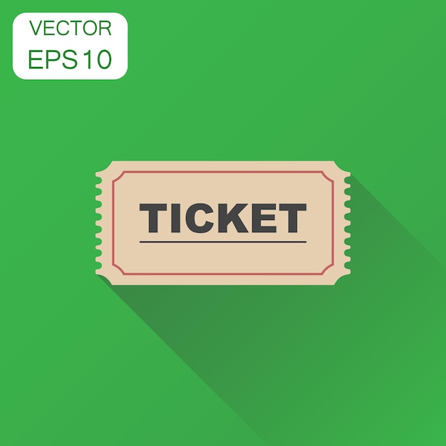 Ticket-Symbol Geschäftskonzept ein Ticket-Piktogramm Vektor-Illustration auf grünem Hintergrund mit langem Schatten
