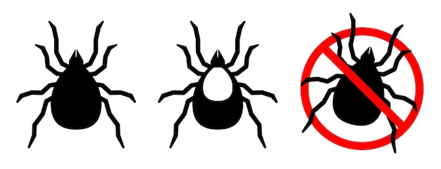 Ticks set Deer tick Tick in Verbotsschild Vektor-Clipart isoliert auf weißem Hintergrund