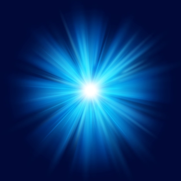 Tiefblauer Glow Star Burst Flare Explosion transparenter Lichteffekt.