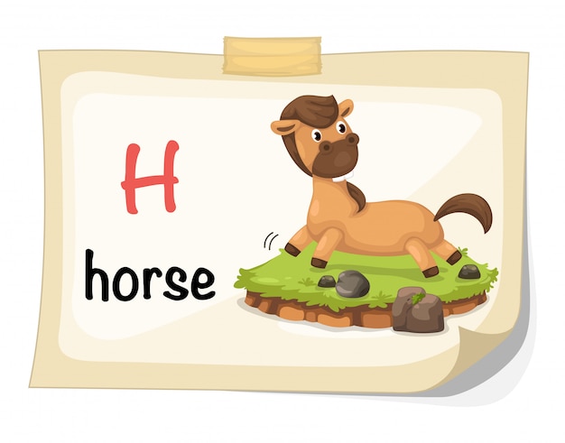 Tieralphabetbuchstabe h für pferdeillustrationsvektor
