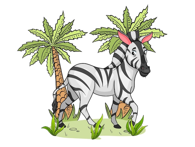 Tierfigur lustiges zebra im cartoon-stil kinderillustration vektor-illustration fo