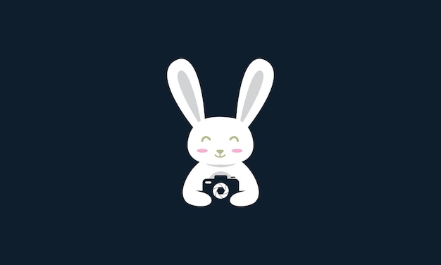 Tierische haustiere kaninchen hase niedlich mit kamera fotografie logo vektor icon design