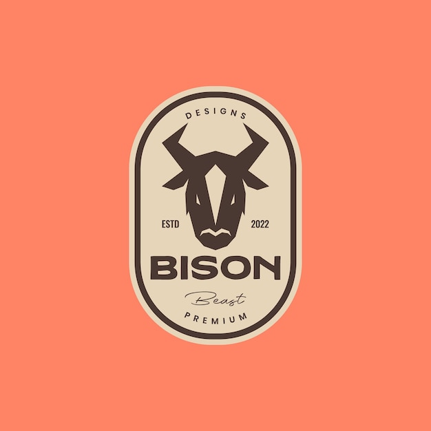 Vektor tierkopf bison savanne kolonie tier starkes abzeichen vintage logo design vektor icon illustration