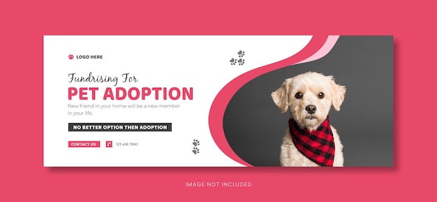 Tierpflege-Social-Media-Cover-Vorlage oder Facebook-Banner-Design für die Annahme von Haustieren.