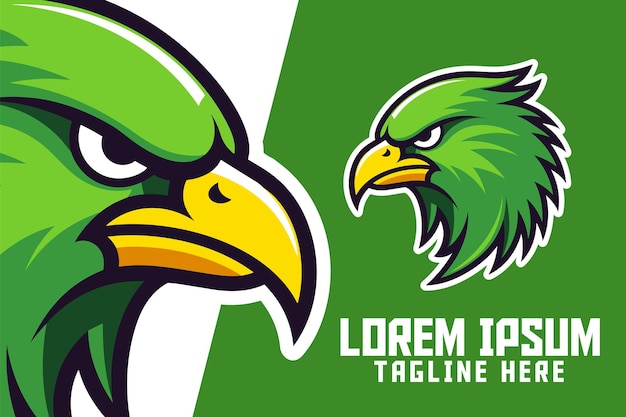 Tiervorlage für sport und esport green eagle maskottchen kopf logo hawk falcon
