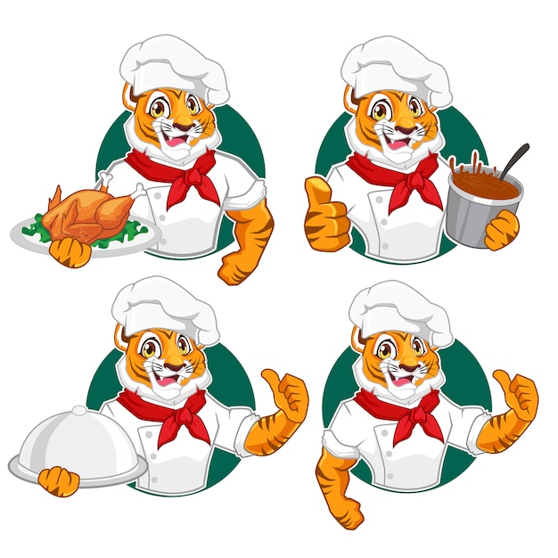 Vektor tiger chef charakter cartoon im vektor