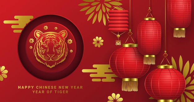 Tiger chinesisches neues jahr realistisches banner-design