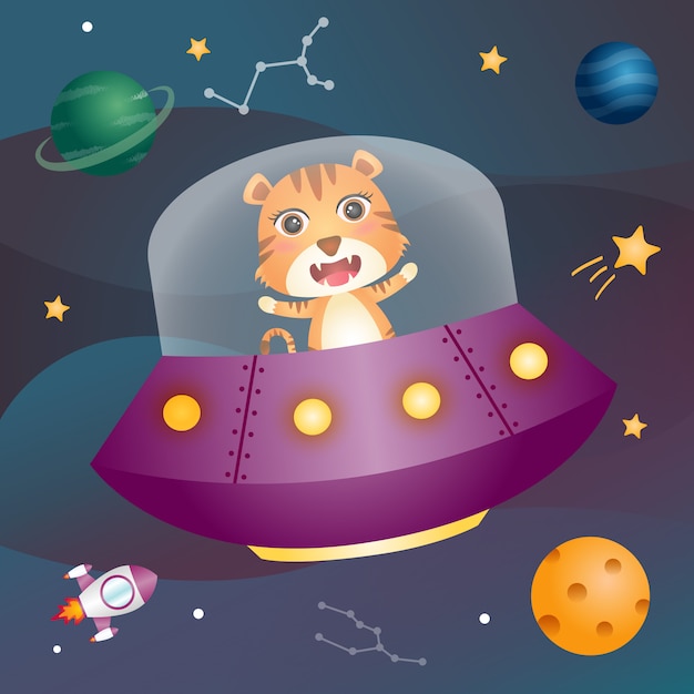 Tiger in der weltraumgalaxie