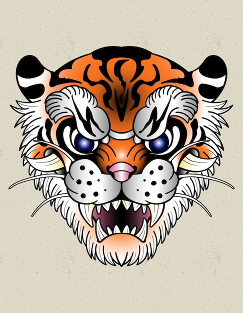 Vektor tiger japan kopf tattoo