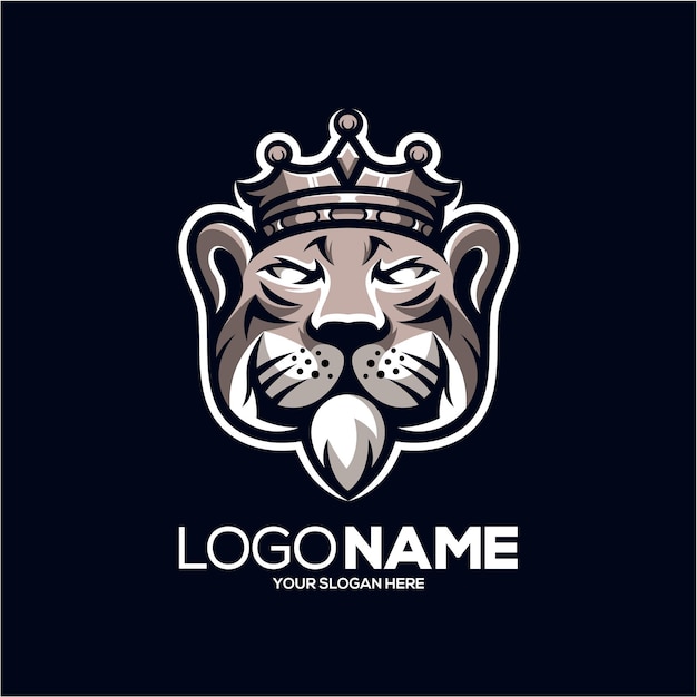 Tiger könig maskottchen logo design illustration