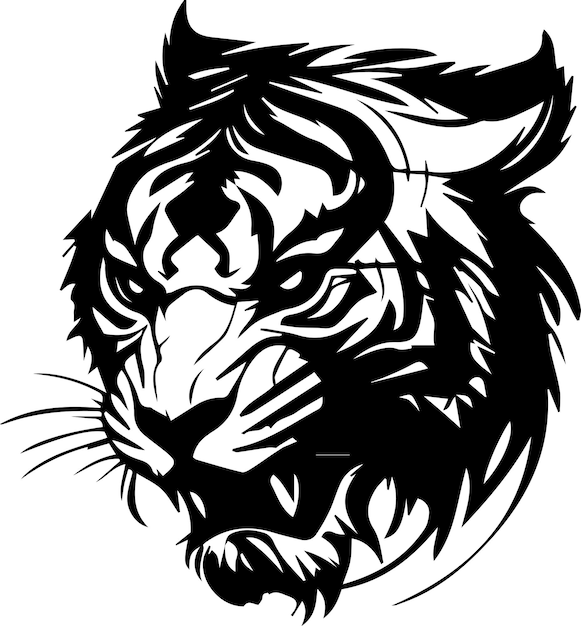 Tiger-Logo Monochrom-Design-Stil