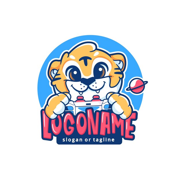 Vektor tiger-maskottchen-gaming-logo-design