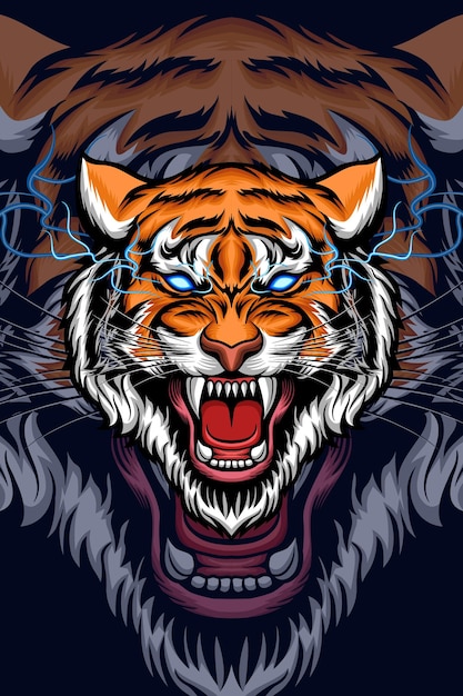 Tiger mit Blitzaugen-Vektorillustration