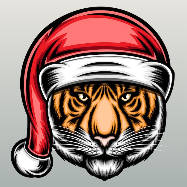 Tiger mit weihnachtsmütze.