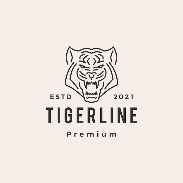 Tiger monoline hipster vintage logo