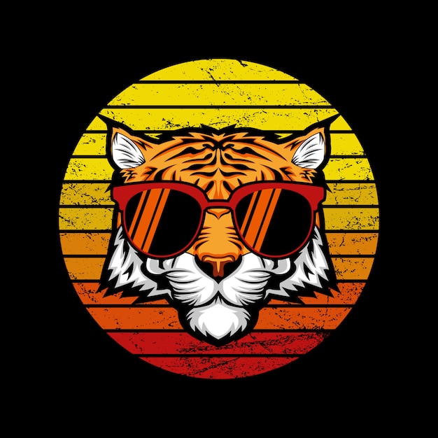 Tiger retro sunset abbildung