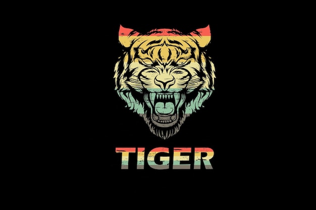 Tiger Retro-Vintage-Landschaftsdesign