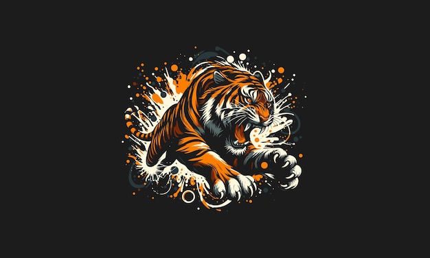 Vektor tiger wütende vektor-illustration flaches design
