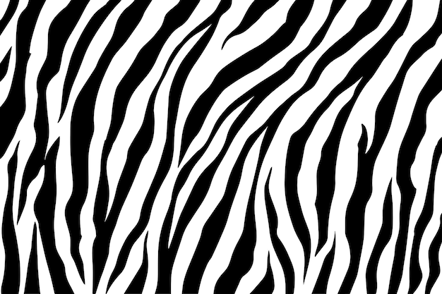 Tigerdruck- oder Hauttexturvektor mit abstraktem schwarzem Streifenmuster auf durchsichtigem Hintergrund