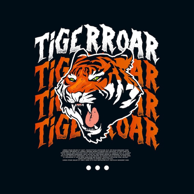 Vektor tigergebrüll mit streetwear-layout-design