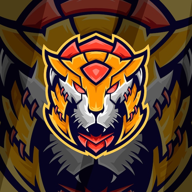 Vektor tigerkopf-esport-logo-design