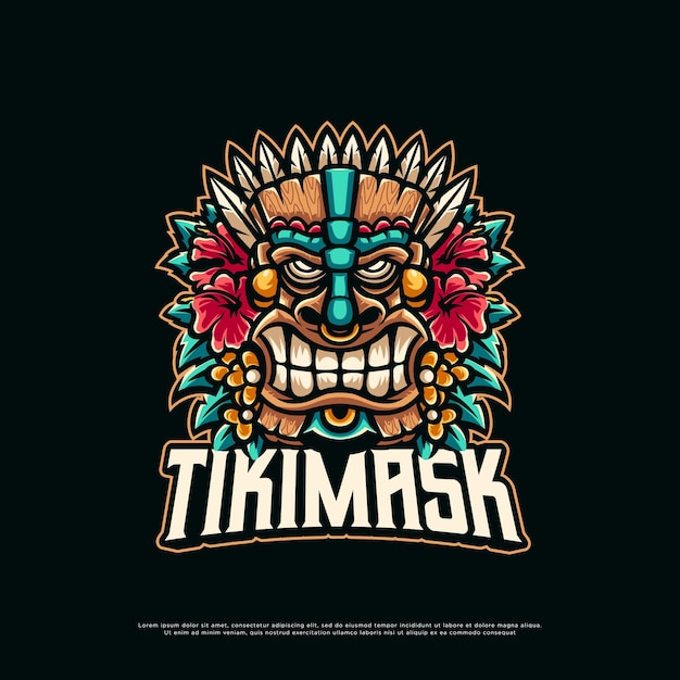 Vektor tiki mask maskottchen logo-design