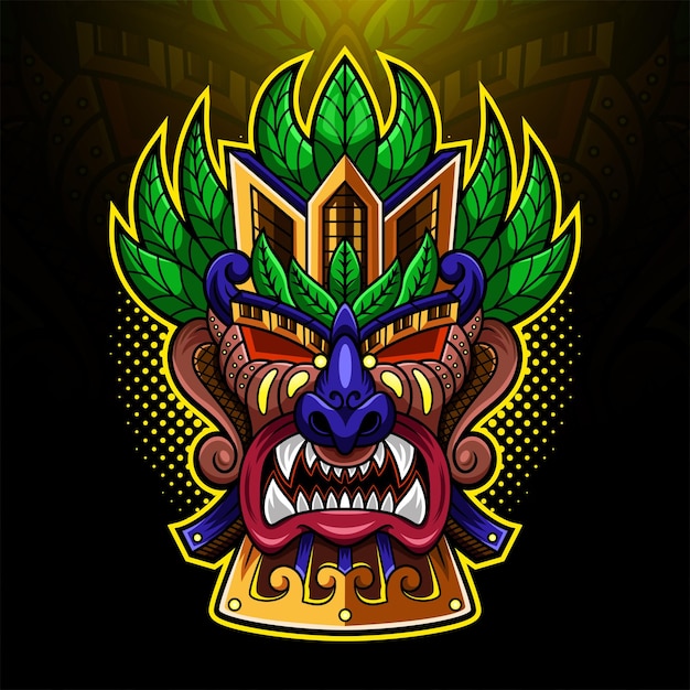 Tiki Maske Esport Maskottchen Logo