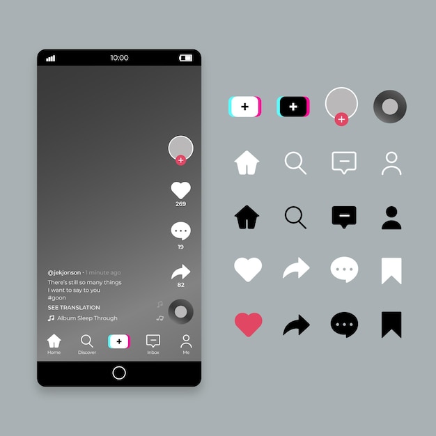 Vektor tiktok-schnittstellenkonzept