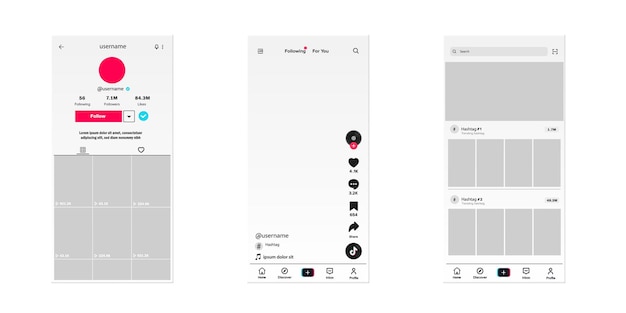 TikTok Social Media Vector Mockup iPhone 16 Vorlage mit Reels Live und Geschichten