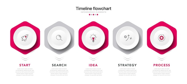 Timeline 5 6 optionen infografik für präsentationen workflow-prozessdiagramm-flussdiagrammbericht