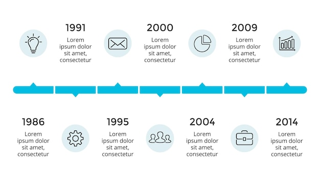 Timeline Arrow Infografik-Präsentationsfolienvorlage Perfekt für Startup-Unternehmen und Marketing