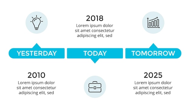 Timeline arrow infografik-präsentationsfolienvorlage perfekt für startup-unternehmen und marketing