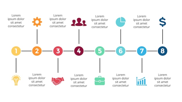 Timeline Arrow Infografik-Präsentationsfolienvorlage Perfekt für Startup-Unternehmen und Marketing
