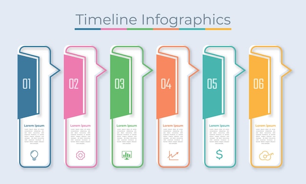 Timeline Infografik Design Marketing Icon Diagramm Visualisierung von Geschäftsdaten mit Schritten oder Prozessen