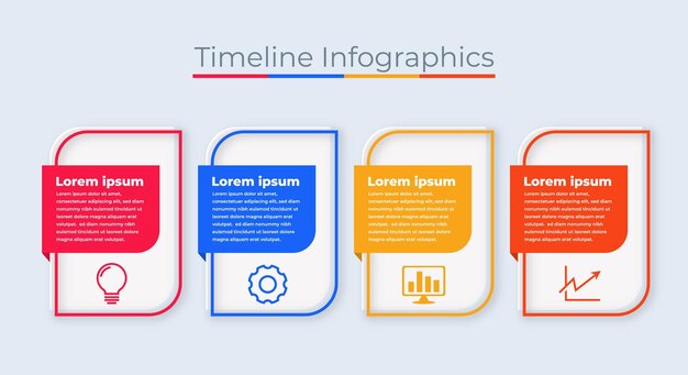 Timeline Infografik Design Marketing Icon Diagramm Visualisierung von Geschäftsdaten mit Schritten oder Prozessen