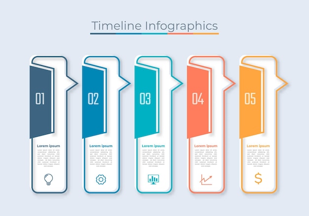 Timeline Infografik Design Marketing Icon Diagramm Visualisierung von Geschäftsdaten mit Schritten oder Prozessen