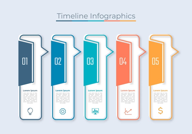 Timeline infografik design marketing icon diagramm visualisierung von geschäftsdaten mit schritten oder prozessen