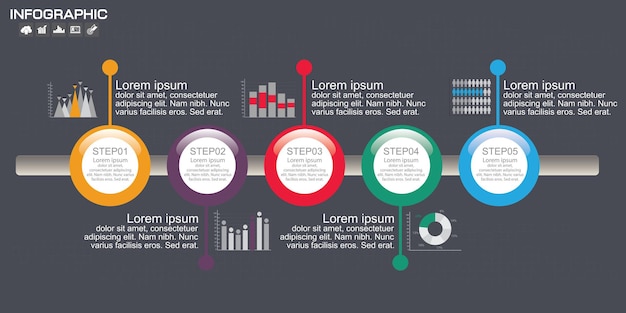 Timeline infografik diagramm designvorlage.