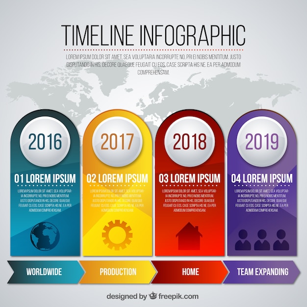 Timeline-infografik-vorlage in realistischen stil