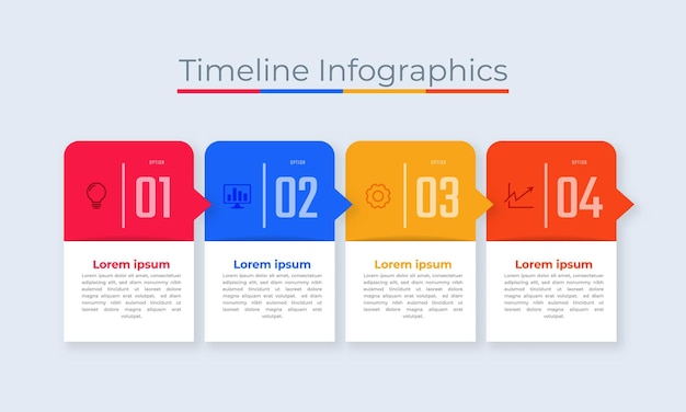 Timeline Infografiken Design Marketing-Icons Visualisierung von Geschäftsdaten mit Schritten oder Prozessen