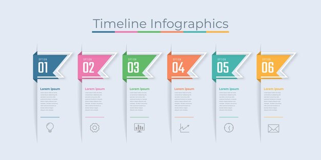 Timeline Infografiken Design Marketing-Icons Visualisierung von Geschäftsdaten mit Schritten oder Prozessen