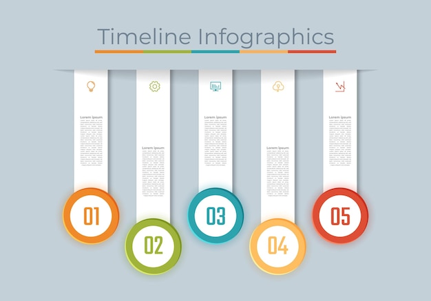 Timeline Infografiken Design Marketing-Symbole Workflow-Diagramm Jährliche Visualisierung von Geschäftsdaten