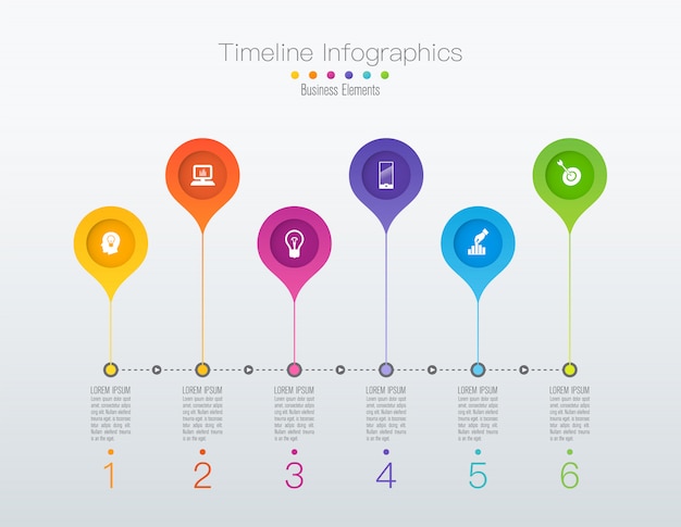 Vektor timeline infografiken design mit schritten oder optionen.
