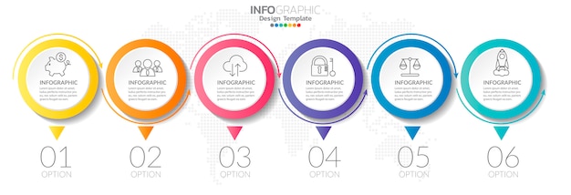 Timeline-infografiken mit schritt und marketing-symbole