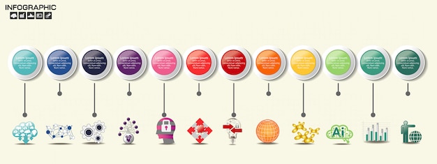 Timeline infografiken vorlage mit optionen.