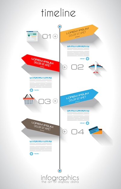 Timeline infographik vorlage mit papier-tags