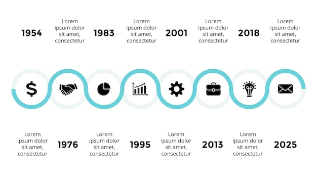 Timeline-Kreise Infografik-Präsentationsfolie-Roadmap Perfekt für das Marketing von Startup-Unternehmen