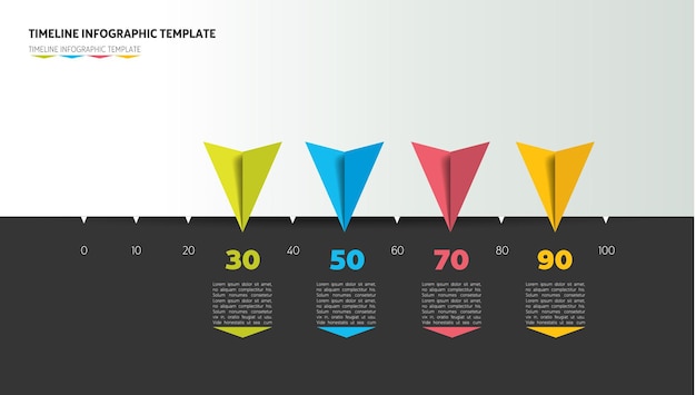 Timeline pfeilvorlage horizontale linie infografik vektorgrafik