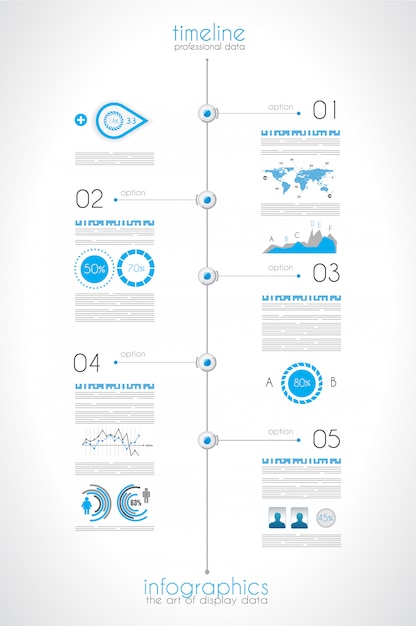 Vektor timeline, um ihre daten in der richtigen reihenfolge anzuzeigen