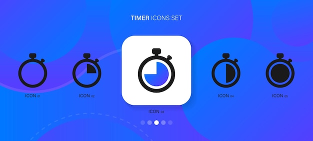 Timer-uhr-stoppuhr-symbole mit unterschiedlicher zeit eingestellt countdown-timer-symbol-symbol auf abstraktem blauem hintergrund vektor eps 10